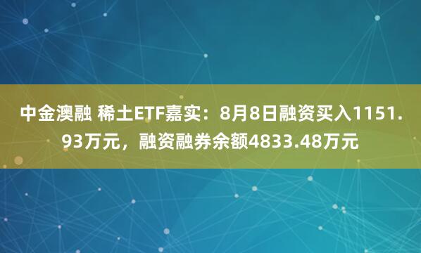 中金澳融 稀土ETF嘉实：8月8日融资买入1151.93万元，融资融券余额4833.48万元