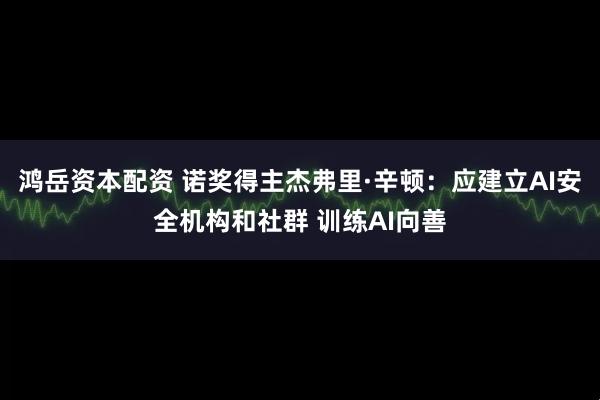 鸿岳资本配资 诺奖得主杰弗里·辛顿:应建立AI安全机构和社群 训练AI向善